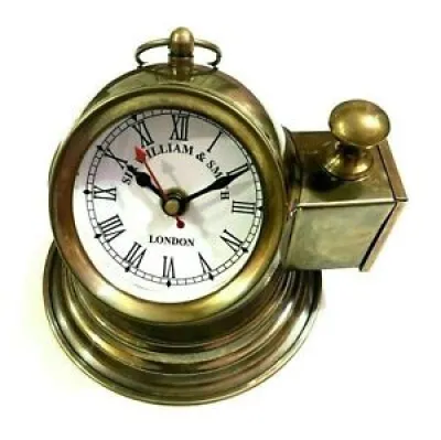 Laiton Antique Gimled Compass Style Horloge Nautique Navire Bureau Horloge...