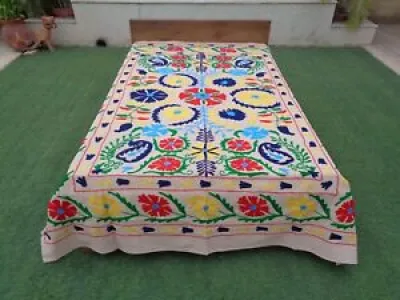Uzbek Suzani Bedspread - embroidered cover
