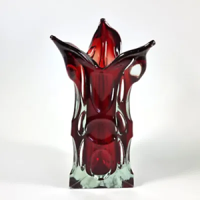 Vase vintage rouge Karlovarske - moser