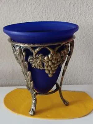 Vase centre de table Tripode art nouveau en Bronze pieds Lion Vase conique Bleu 