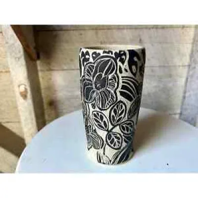 ceramic vase -handmade - sgraffito