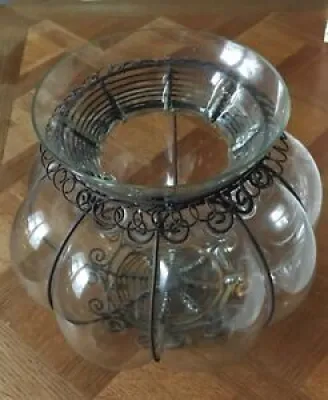 Vase ancien en verre - godrons