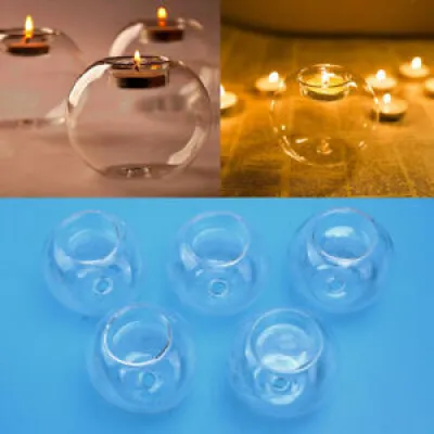 5pcs Clear Glass Bauble - candle holder