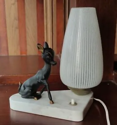 Ancienne Lampe à poser biche marbre et régule/ancienne lampe Bambi/old lamp