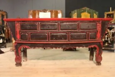 Antique console orientale table en bois peint enfilade meuble 800 19ème siècle