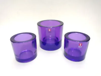 3 porte-bougies en verre - finlande