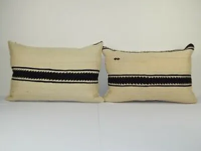 Pair Vintage Kilim Pillowcase - striped