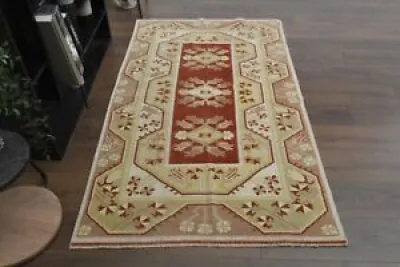 3.8x6.3 ft, BORDERED - turkish milas rug
