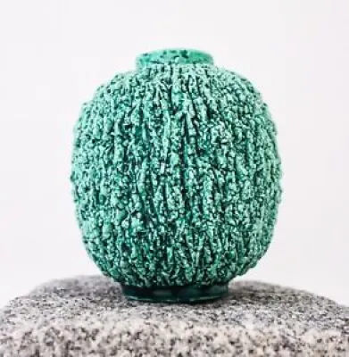 A Green Hedgehog vase - gunnar nylund chamotte