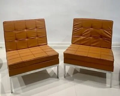 Pair of camel leather - armchairs
