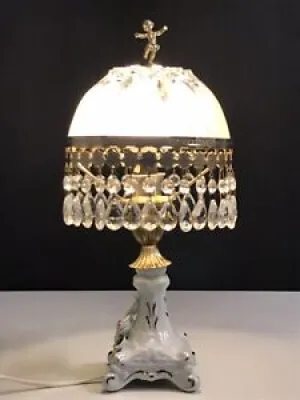 Lampe À Poser En Verre Porcelaine Florale Lampe De Table Luminaire Vintage