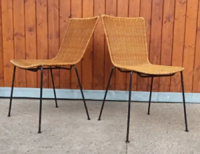 Chaise empilable designer de salle à manger époque Legler vintage en panier années 60 1/2