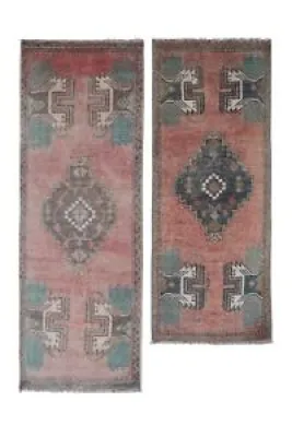 Pair of Vintage Turkish - yastik rug