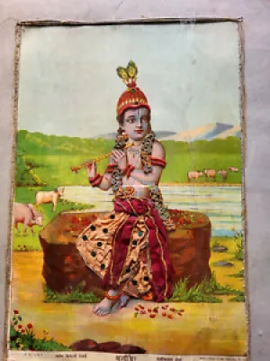 Antique Indien Oleograph - textile