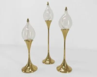 3 lampes à huile en - brass