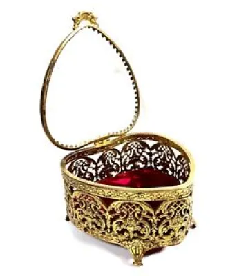 Antique Gilt Metal Jewellery - box