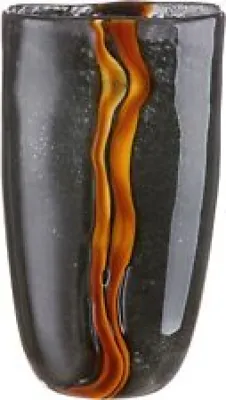 Vase GILDE GlasArt en verre « Tourmaline » noir marron H 30 cm de table 56677