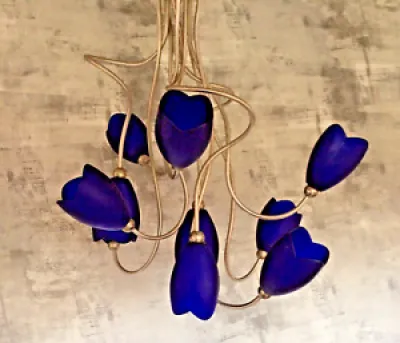 10 plafonniers tulipes - bleues