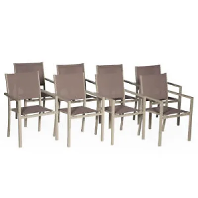 Lot de 8 chaises en aluminium - taupe