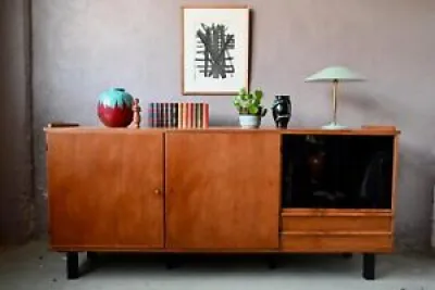 Grande enfilade bahut en chêne Design Reconstruction France 1950 meuble télé tv