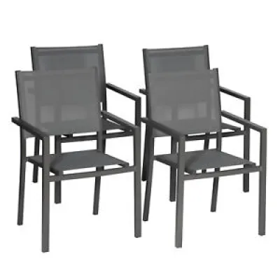 Lot de 4 chaises en aluminium - anthracite