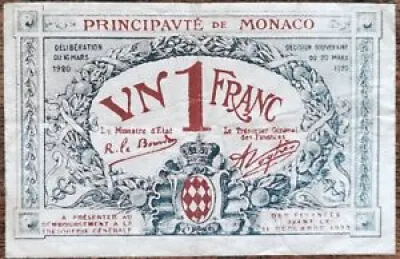 Billet 1 franc Chambre - commerce