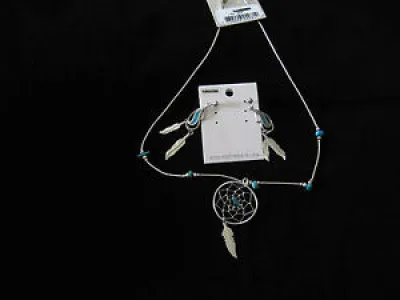 Silver and Turquoise Necklace Earrings