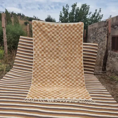 Checkered Brown rug 8x4.9 - moroccan