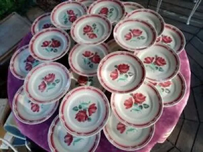 24 Assiettes Plates Porcelaine - badonviller