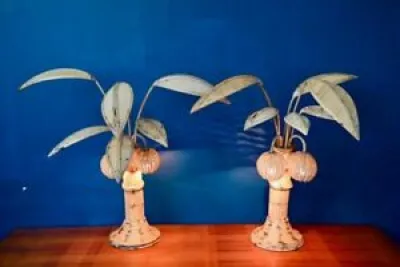 Paire de lampes palmier - coco