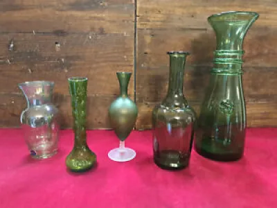 5 vases en verre dépareillés - datant
