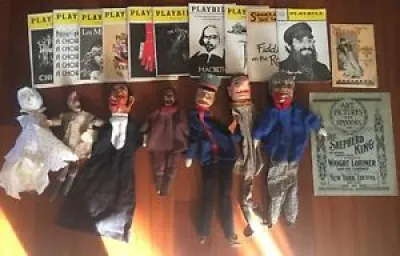 7 vintage wooden puppet