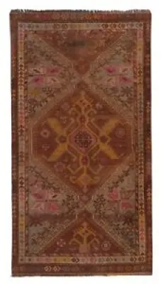 Hand-Knotted Faded Turkish - herki runner rug