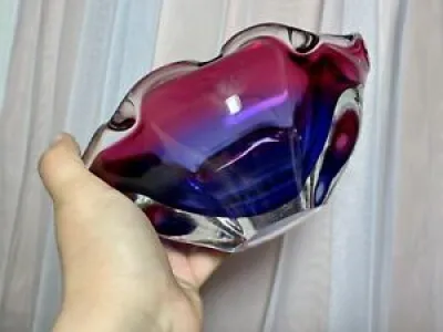VTG Art Glass Bowl Ashtray - czech