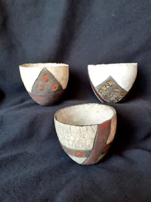 3 tasses à thé en céramique - raku