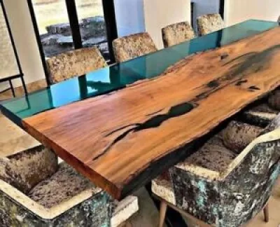 Blue Epoxy Table Top, - dining room