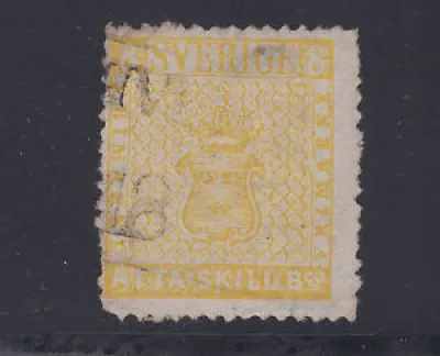 Sweden Sc 4b used. 1856 - lemon yellow