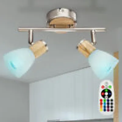 RGB LED Bois Lampe Pivotant - variateur