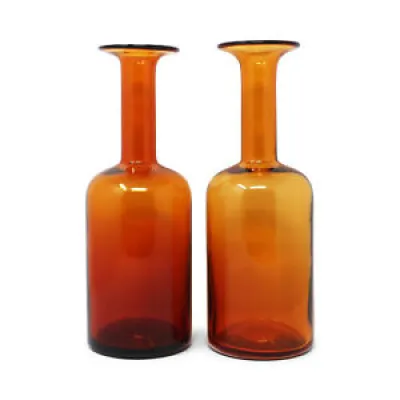 Set of Two Amber Glass - brauer holmegaard