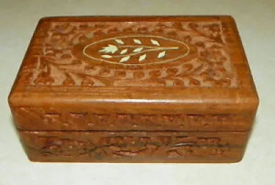 Teak Carved Inlaid Jewelry - box