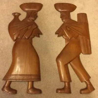 PAIR OF MID CENTURY MODERN - plaques