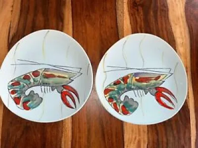 2 anciennes assiettes - homard