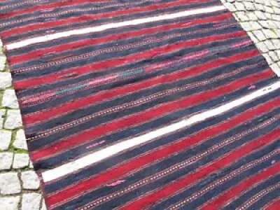 4x7 Striped Kilim Rug - wool