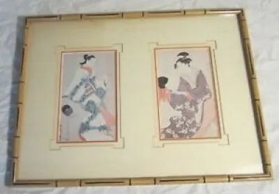 Two Prints of Japanese - faux bamboo