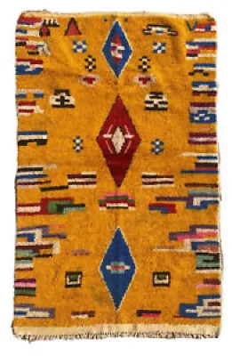Yellow 5x7ft Moroccan - berber wool rug