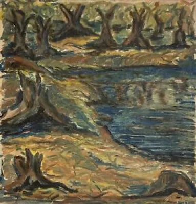 Peinture à l'huile paysage - arbres