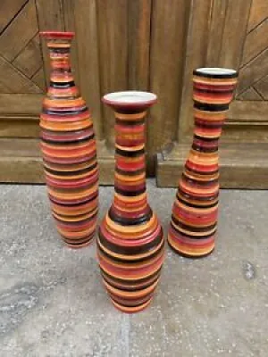 Ensemble De 3 Vases En - polychromes