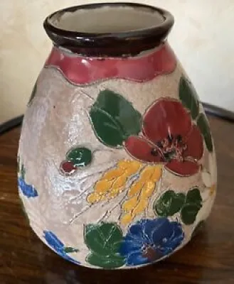 Vase pot à décor floral - massier