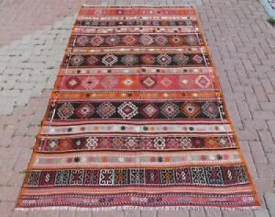 Striped Kilim Large Bohemian - turkish oushak wool