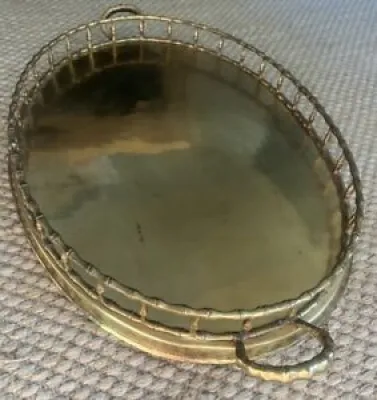 Vtg Brass Faux Bamboo - oval